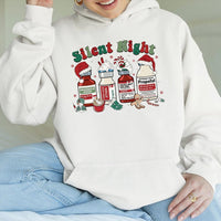 Humorous ICU Nurse Holiday Hoodie, Silent Night Medical Christmas Hoodie, Healthcare Worker Sweatshirt, Doctor RN Graphic Christmas Hoodie