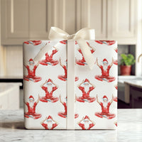 Meditating Santa Gift Wrap, Zen Santa Wrapping Paper, Watercolor Yoga Santa Christmas Paper, Yoga Lover Present Wrap