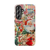 Retro Santa Snowman Phone Case, Vintage Christmas Samsung Case, Holiday Collage Phone Cover, Xmas Tough Phone Case, Winter Present
