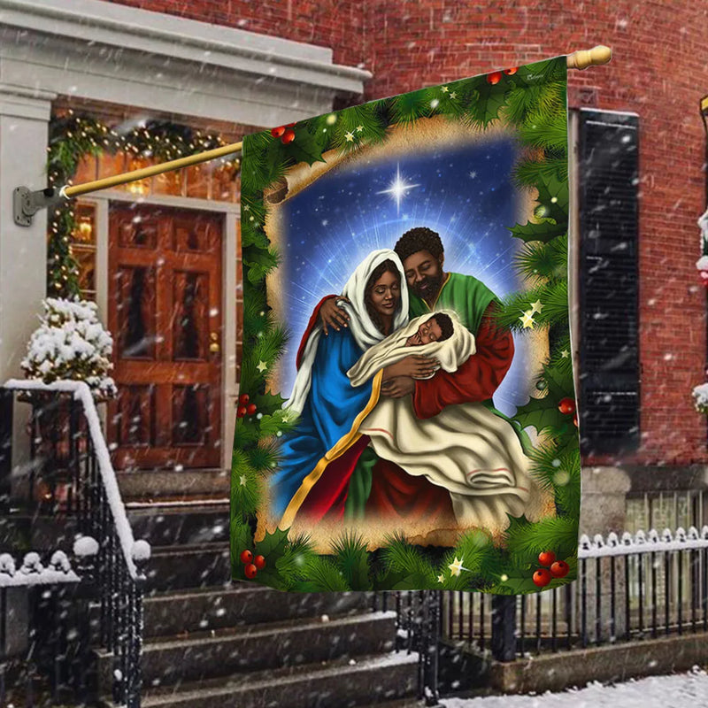 Black Jesus Christmas Yard Flag, African American Holy Family Nativity Garden Flag, Double Sided Religious Lawn Flag