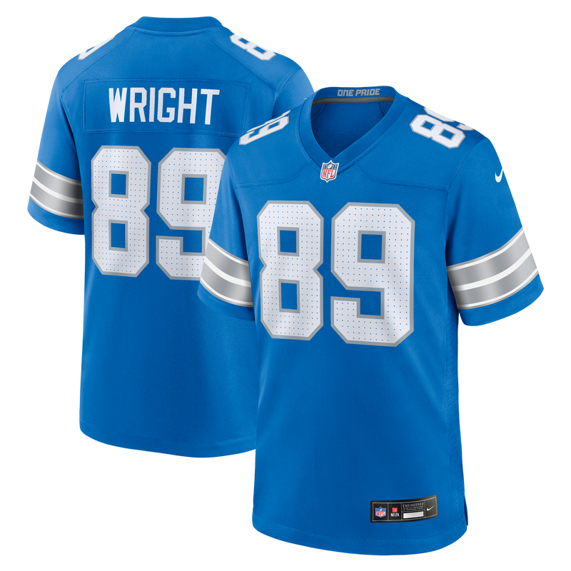Detroit Lions Brock Wright Blue Team Game Jersey