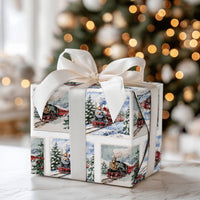 Christmas Locomotive Gift Wrap, Vintage Steam Train Wrapping Paper, Watercolor Train Wrapping Paper, Holiday Winter Train Gift Wrap Roll