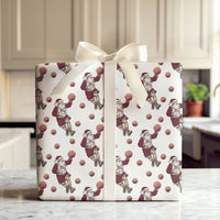 Red Maroon Sports Gift Wrap, Basketball Santa Wrapping Paper, State Basketball Wrapping Paper, Christmas Holiday Gift Wrap Roll