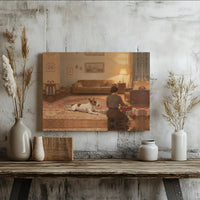 Vintage Bull Terrier Holiday Canvas Print, Bull Terrier Christmas Canvas Wall Art, Dog Painting Canvas, Christmas Dog Lover Wall Decor