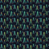 Winter Forest Gift Wrap, Holiday Pines Christmas Wrapping Paper, Glowing Pine Tree Wrapping Paper, Starry Night Festive Holiday Gift Wrap