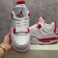 Mid Top Sneakers, Red Colorway, Lace Up Design, Casual Gift for Sneaker Fans
