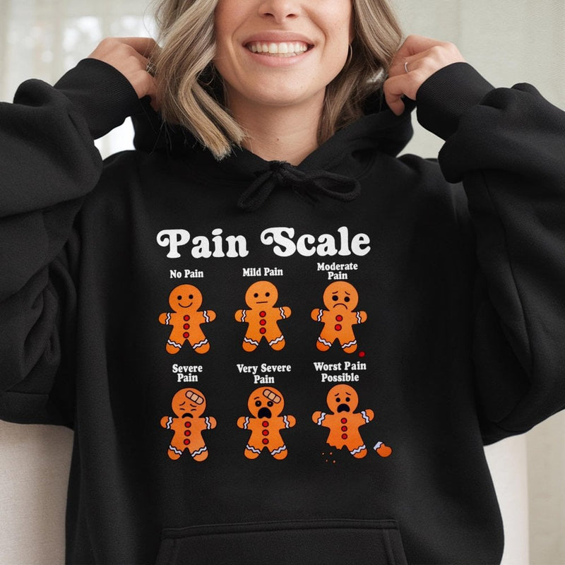Christmas Medical Hoodie, Gingerbread Man Pain Scale Hoodie, Humorous Nurse Holiday Hoodie, Doctor Christmas Sweatshirt, Healthcare Present