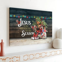 Christian Christmas Canvas Wall Art, Jesus Is the Reason for the Season Canvas, Red Cardinal Holiday Canvas Print, Religious Xmas Decor