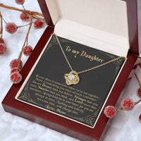 Cubic Zirconia Pendant Necklace, To My Daughter Love Knot Necklace, Meaningful Christmas Present for Her, Daughter Birthday Necklace Jewelry