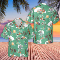Tropical Christmas Reindeer Shirt, Surfing Santa Hawaiian Shirt, Humorous Holiday Beach Button Up Shirt, Xmas Party Vacation Shirt for Men