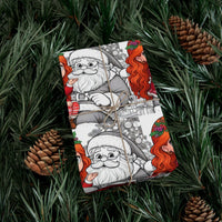 Adorable Holiday Gift Wrap Roll, Santa and Girl Christmas Wrapping Paper, Festive Present Paper for Kids, Xmas Gift Wrapping Paper Roll