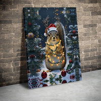 Reindeer Antler Squirrel Canvas Print, Christmas Squirrel Canvas Wall Art, Adorable Holiday Animal Canvas, Festive Winter Decor Present