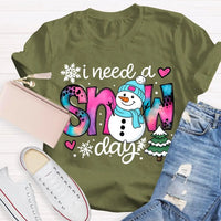 Winter Holiday Graphic Tee, Snow Day Snowman Christmas Tree T-Shirt, Adorable Snowman Tree Shirt, Humorous Winter Season Tee, Christmas Snow Present