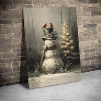 Comfy Winter Wonderland Print, Winter Cardinal Snowman Canvas Wall Art, Christmas Holiday Home Decor, Digital Download Present