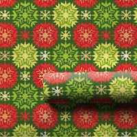 Festive Green Red Gift Wrap, Geometric Snowflake Christmas Wrapping Paper, Holiday Snowflake Wrapping Paper, Winter Season Gift Wrap