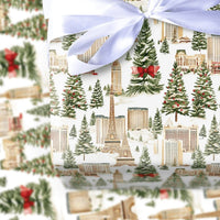 Watercolor Vegas Strip Gift Wrap, Las Vegas Christmas Wrapping Paper, Eiffel Tower Holiday Wrapping Paper, Travel Theme Xmas Gift Wrap