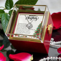 Holiday Knot Pendant, Merry Christmas Love Knot Necklace, CZ Crystal Love Knot Jewelry, Rotating Rose Box Necklace, Xmas Present for Her