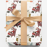 Fireside Santa Gift Wrap, Black Santa Wrapping Paper, African American Santa Wrapping Paper, Holiday Christmas Gift Wrap, Xmas Wrap Roll