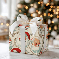 Retro Christmas Gift Wrap, Vintage Santa Claus Faces Wrapping Paper, Classic Holiday Wrapping Paper, Nostalgic Santa Present Paper Roll