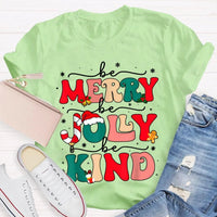 Snowflake Holiday Graphic Shirt, Be Merry Be Jolly Be Kind Christmas T-Shirt, Festive Winter Kindness Tee, Christmas Present Graphic T-Shirt