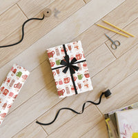 Comfy Holiday Mug Pattern Gift Wrap Roll, Christmas Hot Cocoa Wrapping Paper, Winter Seasonal Wrapping Paper, Xmas Present Wrap Supplies