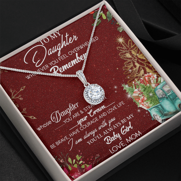 Christmas Daughter Necklace, Daughter Eternal Hope Necklace, Message Card Pendant Necklace, Keepsake Necklace from Mom, Holid