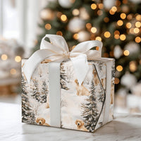 Snowy Puppy Holiday Gift Wrap, Golden Retriever Christmas Wrapping Paper, Winter Dog Xmas Wrapping Paper, Animal Lover Gift Wrap Roll