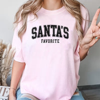Varsity Lettering Christmas T-Shirt, Santa's Favorite T-Shirt, Retro Holiday Graphic Tee, Festive Santa Christmas Graphic T-Shirt