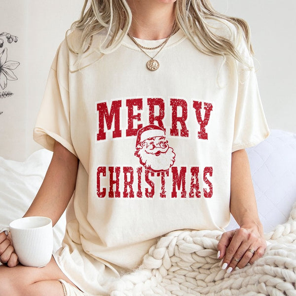 Vintage Distressed Santa Claus Tee, Merry Christmas Santa T-Shirt, Retro Holiday Graphic Shirt, Festive Xmas Family Season T-