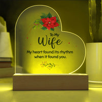 Poinsettia LED Night Light Plaque, To My Wife Christmas Heart Acrylic Plaque, Romantic Wife Acrylic Heart Plaque, Holiday Present for Her