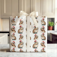 Adorable Santa Hat Capybara Gift Wrap, Christmas Capybara Wrapping Paper, Watercolor Animal Holiday Wrapping Paper, Xmas Present Gift Wrap Roll
