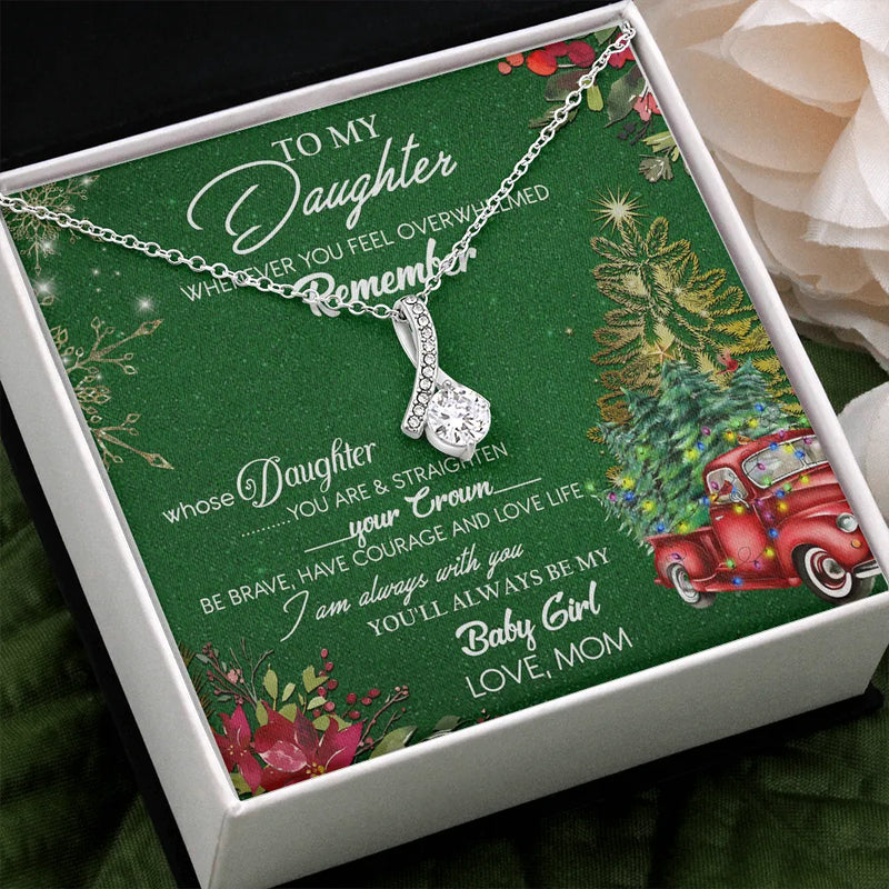 14k White Gold Pendant Necklace, To My Daughter Christmas Necklace, Sentimental Holiday Keepsake Jewelry, Christmas Present from Mom