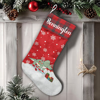 Custom Dino Christmas Stocking, Personalized Ice Skating Dinosaur Christmas Stocking, Adorable Winter Holiday Stocking, Kids Xmas Mantle Decor