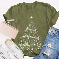 Holiday Musician Graphic Tee, Musical Notes Christmas Tree Shirt, Merry Christmas Music Lover Shirt, Music Teacher Holiday Present