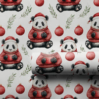 Adorable Bear Holiday Gift Wrap, Santa Hat Panda Christmas Wrapping Paper, Watercolor Christmas Panda Wrapping Paper, Winter Animal Present Wrap