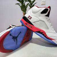 High Top Sneakers, White Red Colorway, Lace Up Design, Casual Gift for Sneaker Fans