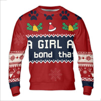 Dog Mom Christmas Sweater, Girl and Her Dog Ugly Sweater, Adorable Dog Lover Holiday Sweatshirt, Pet Parent Xmas Pullover, Winter Crewneck