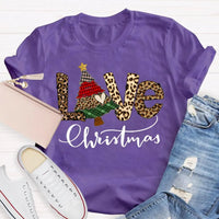 Festive Tree Graphic Shirt, Christmas Leopard Print T-Shirt, Trendy Animal Print Holiday Tee, Retro Merry Christmas Graphic T-Shirt