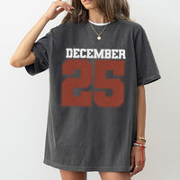 Vintage Distressed Number Graphic Tee, December 25 Christmas T-Shirt, Holiday Season T-Shirt, Retro Xmas Party Shirt, Christmas Present Tee