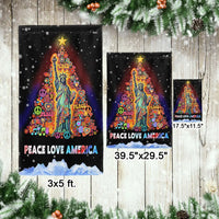 Hippie Christmas Tree Statue of Liberty Flag, Peace Love America Garden Flag, Double Sided Patriotic Holiday Yard Flag, Retro Festive Decor