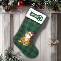 Kitten Tangled in Lights Stocking, Personalized Orange Cat Christmas Stocking, Humorous Pet Lover Holiday Stocking, Fireplace Mantle Decor Present