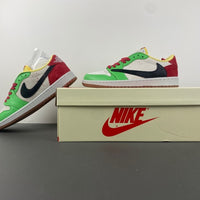 Low Top Sneakers, White Black Green Yellow Colorway, Reverse Hook Design, Lace Up Design, Casual Gift for Sneaker Fans