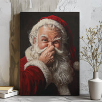 Whimsical Nose Picking Santa Canvas Print, Humorous Santa Claus Canvas Wall Art, Humorous Christmas Holiday Canvas, Gag Present Home Wall Decor