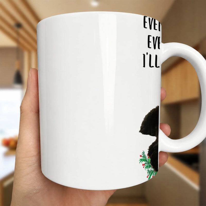 Humorous Festive Pine Branch Coffee Mug, Black Cat Christmas Holiday Mug, Spooky Adorable Xmas Ceramic Cup, Winter Cat Mom Drinkware Present