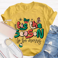 Festive Holiday Teacher Shirt, Tis the Season Christmas Teacher T-Shirt, Adorable Winter Educator Tee, Merry School Staff Present, Teacher Shirt