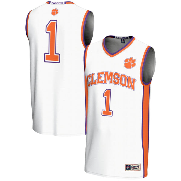 #1 Clemson Tigers Lightweight Basketball Jersey - White
