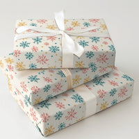 Modern Pastel Holiday Gift Wrap, Colorful Snowflake Wrapping Paper, Pink Teal Yellow Winter Wrapping Paper, Festive Christmas Gift Wrap