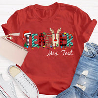 Custom Name Holiday Educator Shirt, Personalized Christmas Teacher T-Shirt, Festive Winter Graphic Tee, Christmas Teacher Present