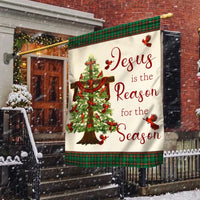 Christian Christmas Yard Flag, Jesus Is the Reason for the Season Garden Flag, Double-Sided Religious Holiday Lawn Flag, Xmas Present