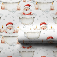 Spa Day Christmas Gift Wrap, Bubble Bath Santa Wrapping Paper, Humorous Bathtub Santa Present Paper, Whimsical Holiday Gift Wrapping Paper